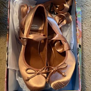 Jeffrey Campbell Nympha Ballet inspired heels - 6.5 dark natural satin